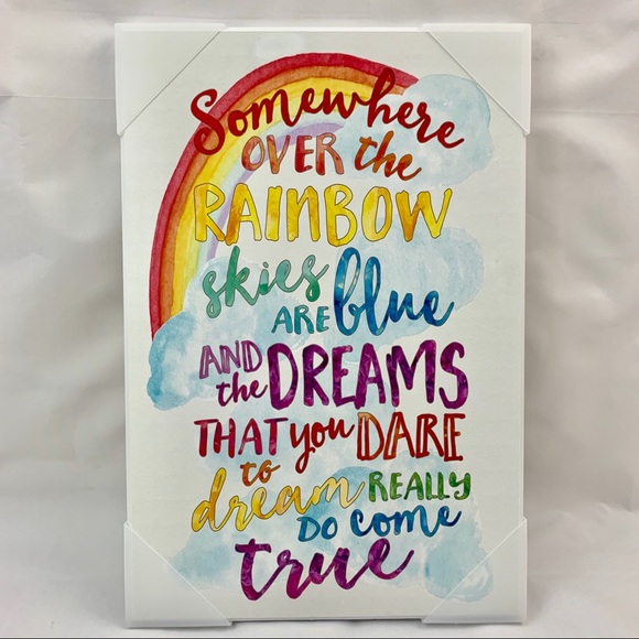 Overstock Wall Art Somewhere Over The Rainbow Watercolor Canvas Art Poshmark